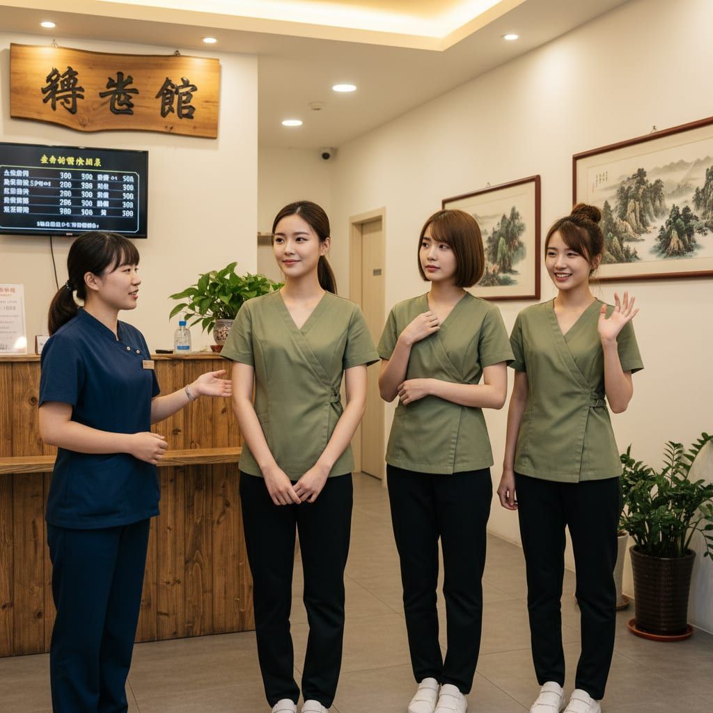 三位穿制服的小姐站在櫃台前