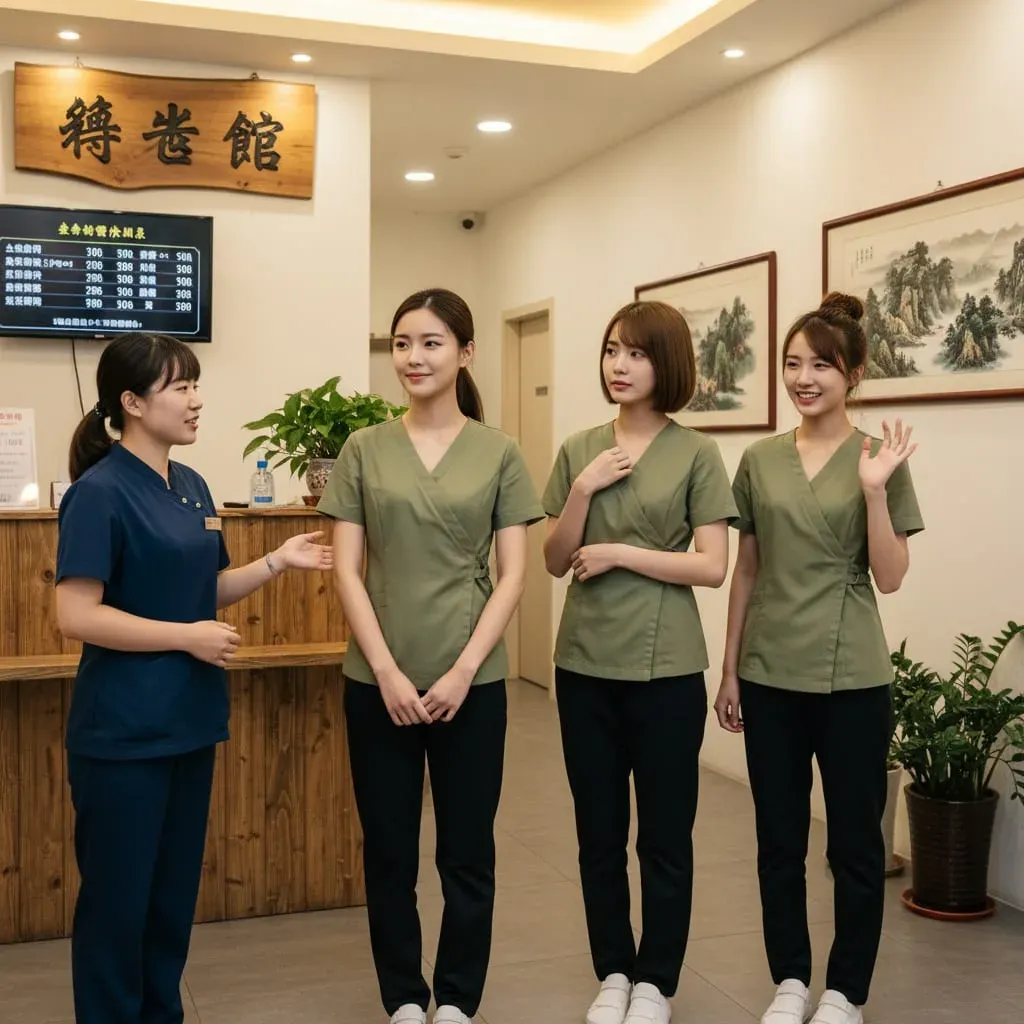 三位穿制服的小姐站在櫃台前