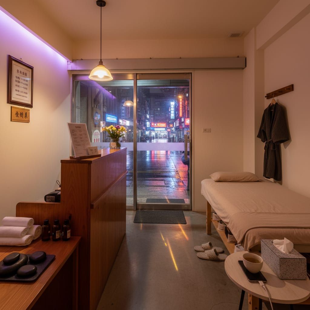 養生館空曠的櫃台接待區