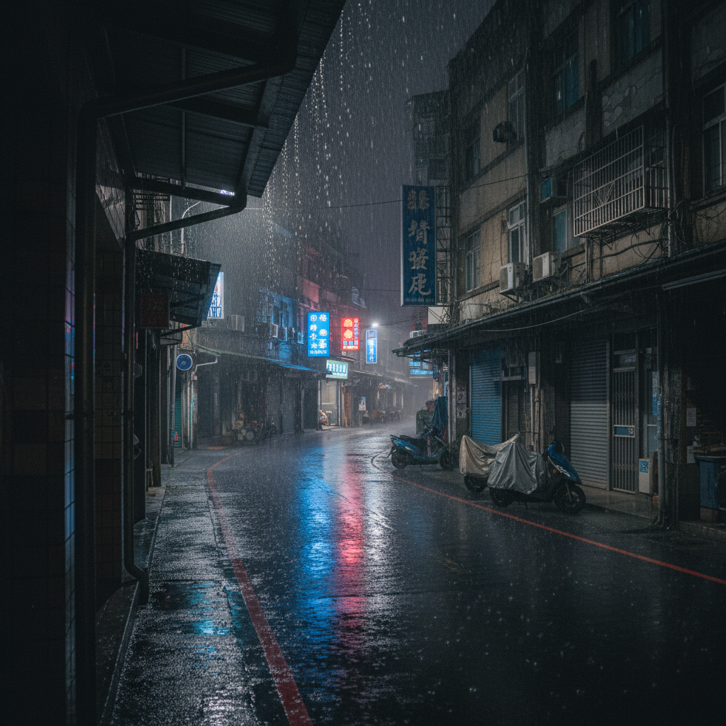 基隆雨夜街道