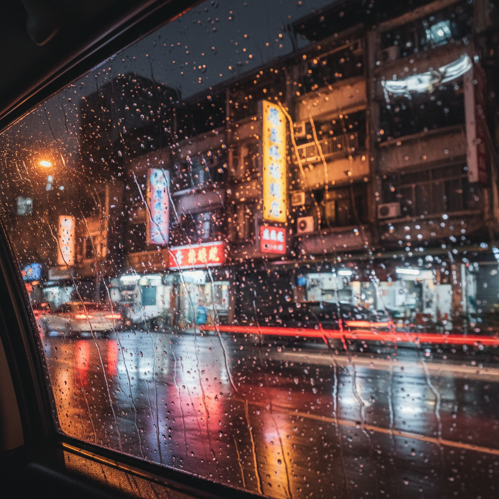 計程車車窗外的夜景