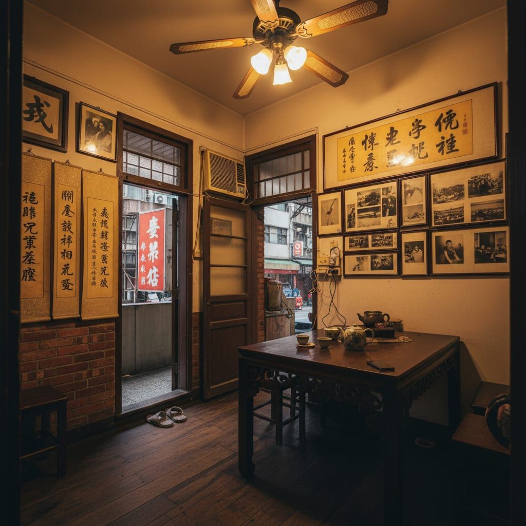 空無一人的茶室內部