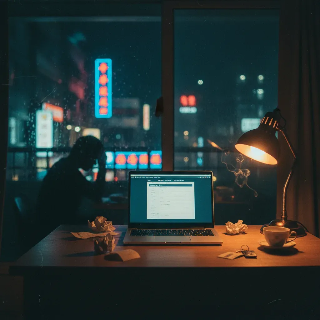 深夜筆電螢幕顯示空白匯款單