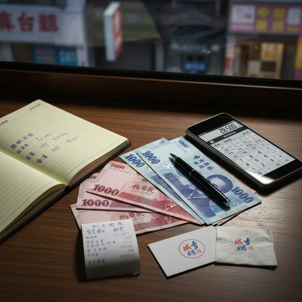 一張台幣鈔票旁邊攤開著虛擬帳戶匯款明細