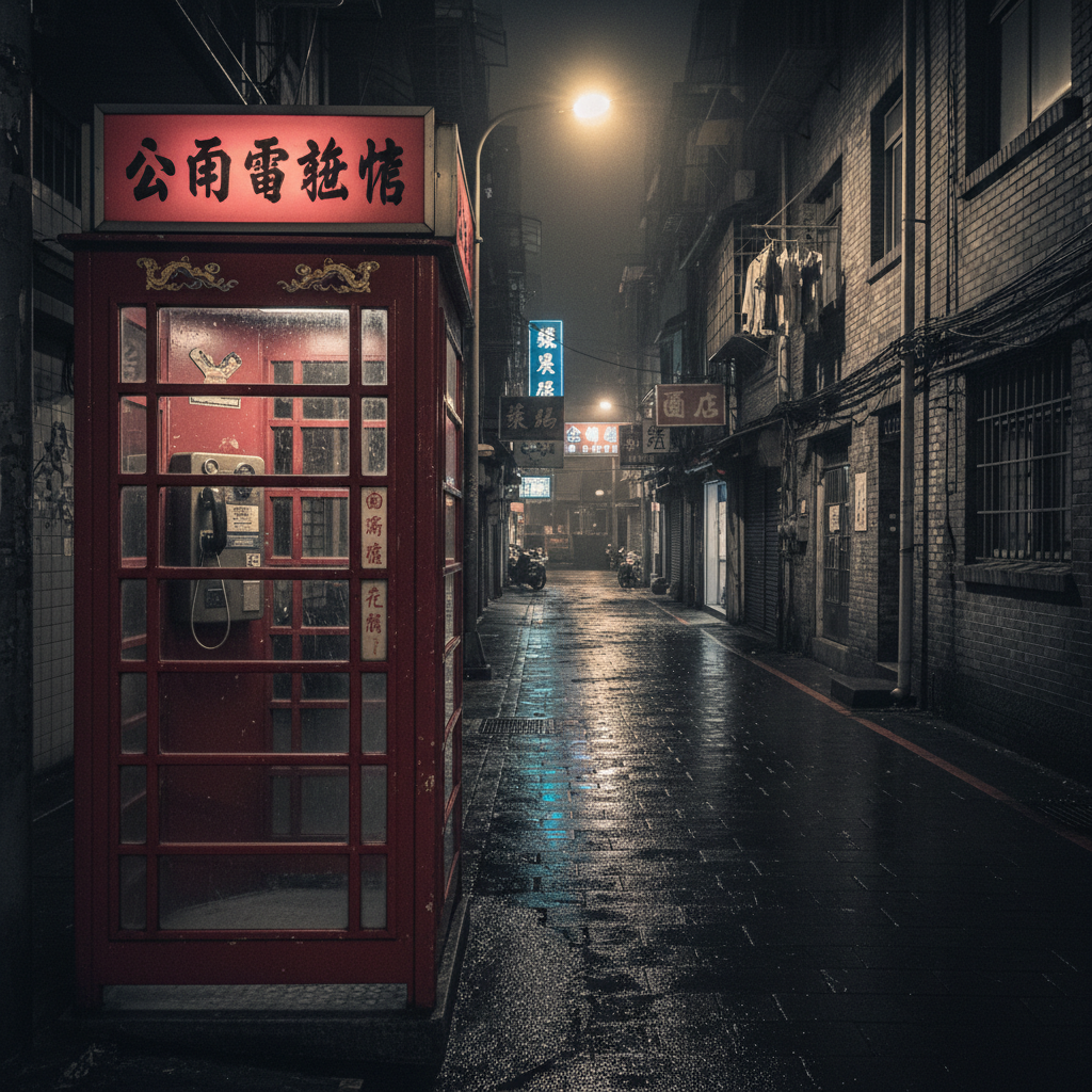 基隆夜晚電話亭