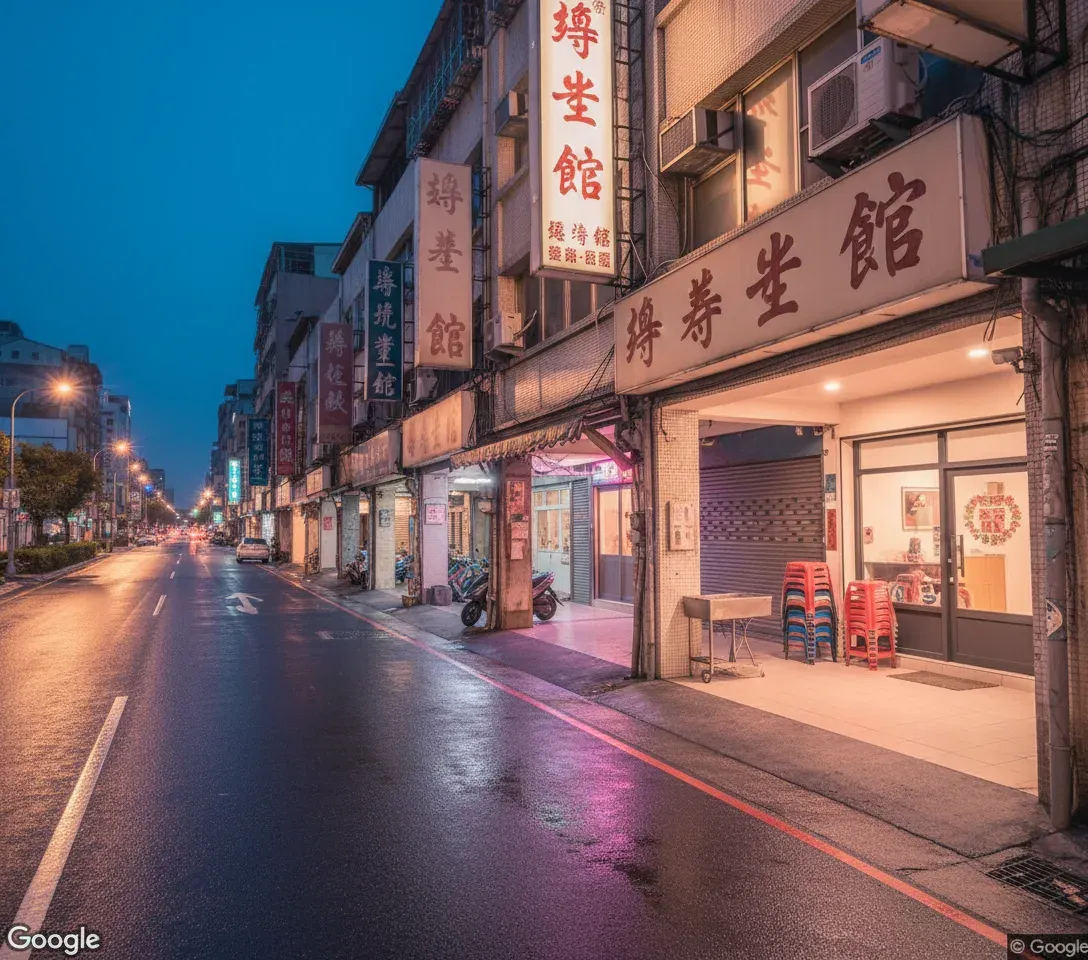 台中中清路深夜養生館街景
