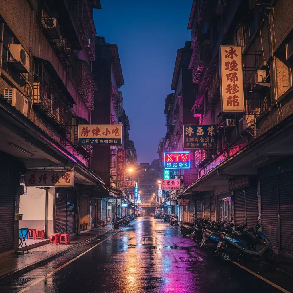 板橋深夜公寓大樓街景
