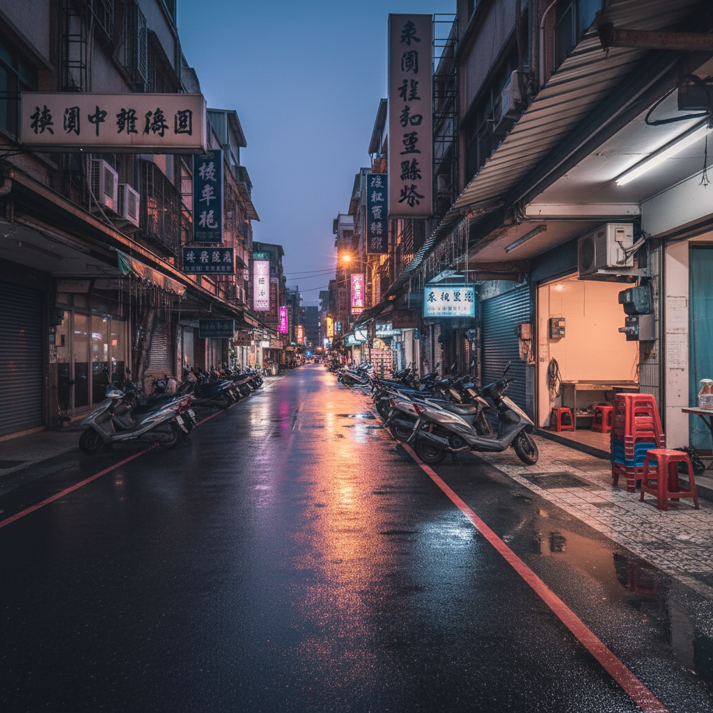 桃園市區深夜街景